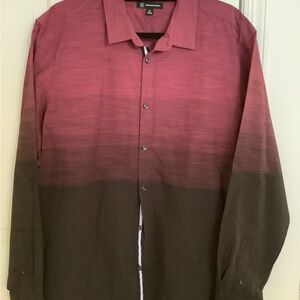 DKNY Men's Red and Black Button-Up Shirt